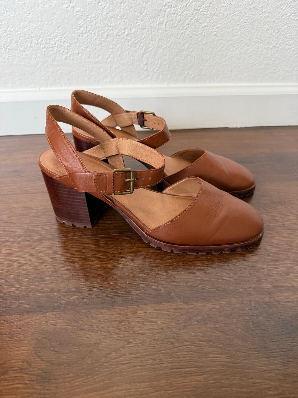 Madewell Claudie Heeled Lugsole Mary Janes Brown Leather Sz 10.5 Preppy Casual